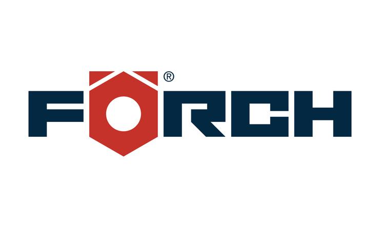 Logo der Marke FÖRCH in Rot und Blau mit Schriftzug und geometrischem Symbol.