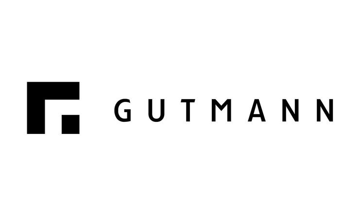 Logo der Marke GUTMANN in schwarzer Schrift und grafischem Element auf weißem Hintergrund.
