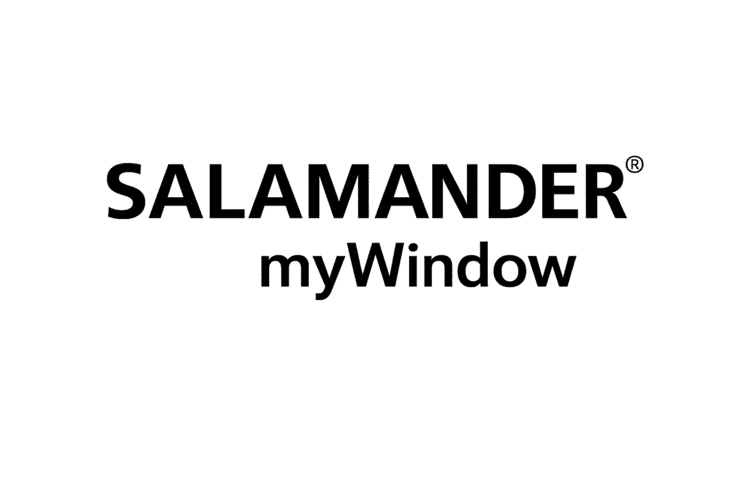 Logo von Salamander in schwarzer Schrift auf hellem Hintergrund, stilisiert und einfach gehalten.